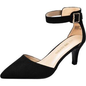 Dream Pairs Women's Black Suede Faux Suede pointed Toe Kitten Heels Pumps Shoes